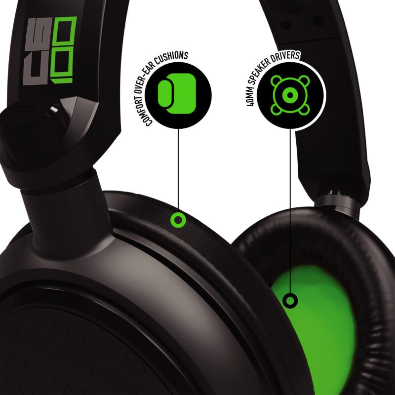 Maponus Gaming C6-100 Wired Black - Stereo Gaming Stealth Headset (Multi-Platform) Green &
