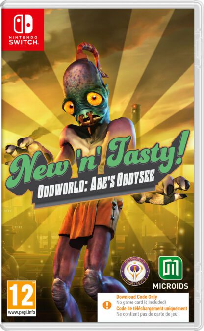 New 'N' Tasty! Oddworld Abe's Oddysee Nintendo Switch Code in Box Front Cover